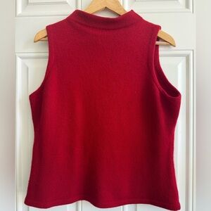 White + Warren Red Sleeveless Knit Mock Neck Top
